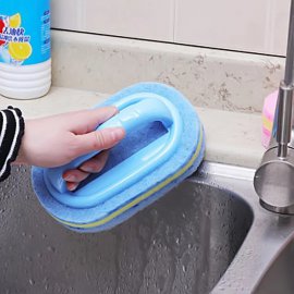 Dayanıklı Scotch Sünger Fırça 3 Katlı Lavabo Mutfak Banyo Bulaşık Yıkama Fırçası